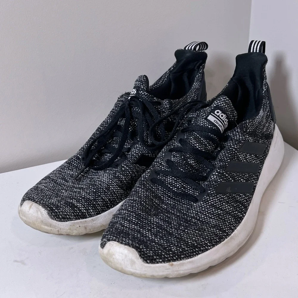 Adidas Size 12 Cloudfoam Black Cotton Knit Sneaker